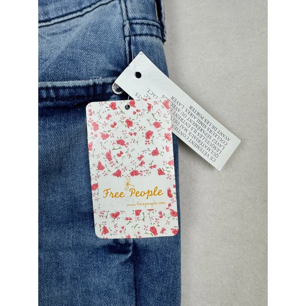Free People OB754010R Distressed Skinny‎ Jeans 27R Blue Ripped Knees NWT